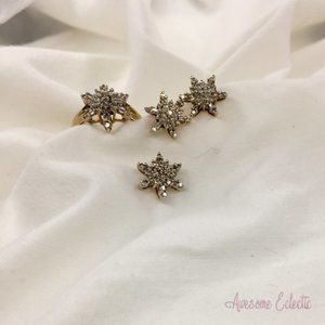 10k Diamond Ring/Earrings/Pendant Snowflake Set - Sz 5.5 - Great Winter Gift!